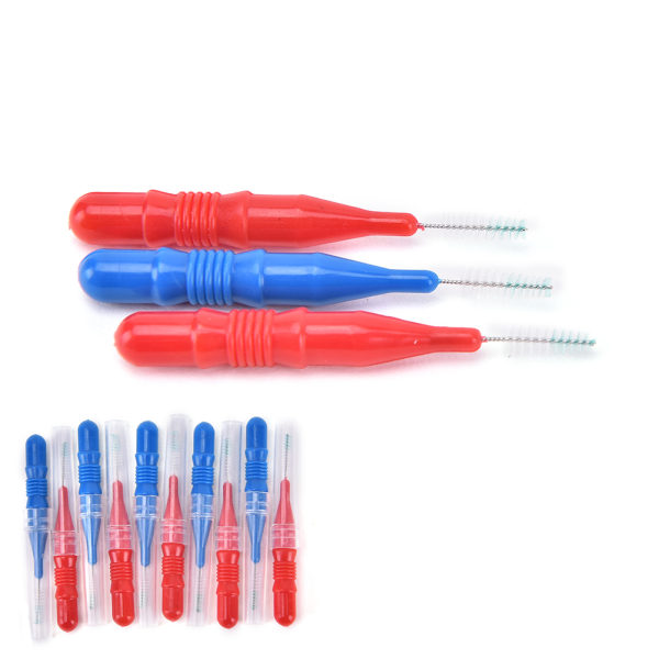 50X rent tanntrådshode Hygiene Dental Plastic Interdental B blue&red 50pcs