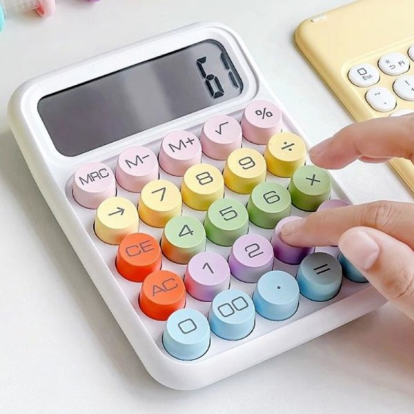 n Kawaii Lommeregner Cartoon Candy Color Silent Mechanical Keyb yellow Onesize