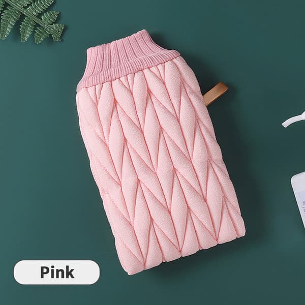Badeeksfolierende skrubbehandsker Badeskrubber til fjernelse af død hud Pink