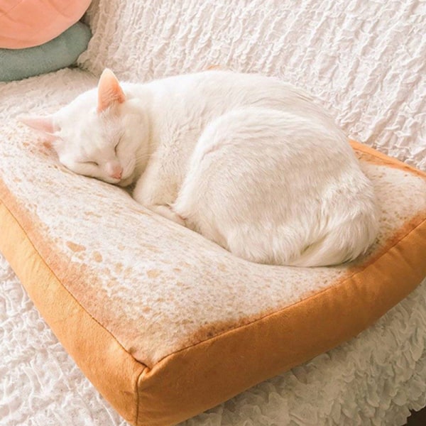 Bröd Katter Säng Toast Bröd Slice Style Pet Mats Kudde Soft Wa Color 40*40*7CM