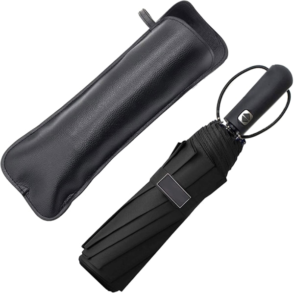 Sort PU Læder Paraply Cover Case Bærbar vandtæt paraply 1PCS