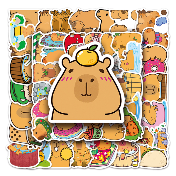 50 stk Cartoon Capybara Stickers og Waterproof Animal Stickers Sui Colorful onesize