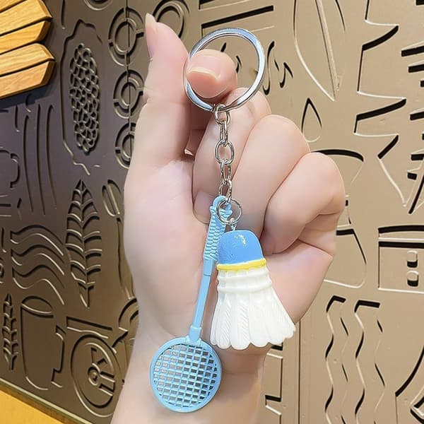 Mode Badminton Ketsjer Nøglering Nøgleholder Nøglering Nøglering B Silver