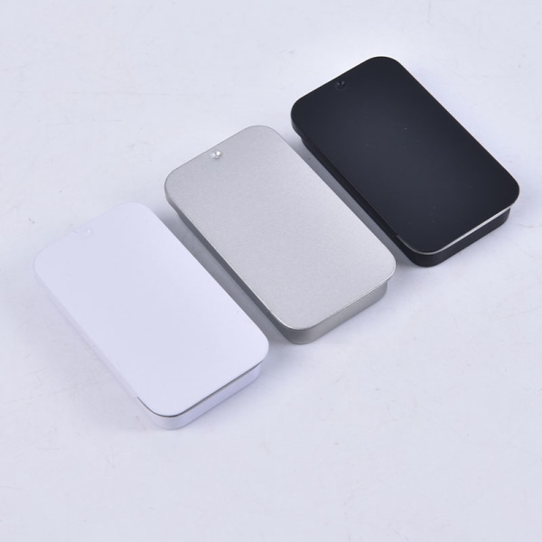 1 STK Mini Iron Box Slide Cover Oppbevaringsboks Wedding Portable Tin White