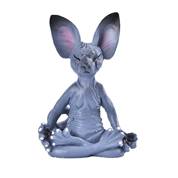 Cat Meditera Samlarfigurer Miniatyr Handgjord Dekor Ani Gray one size