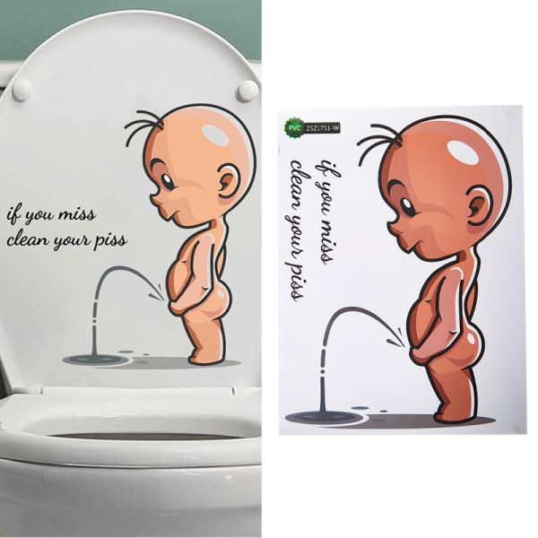 Funny Spoof Cartoon Kids Engelsk dekorativt toalettdeksel Sticke Yellow one size