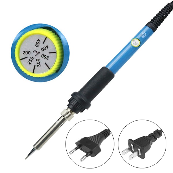 Justerbar temperatur Elektrisk lödkolv 60W svetsning Säljs Blue EU 60W