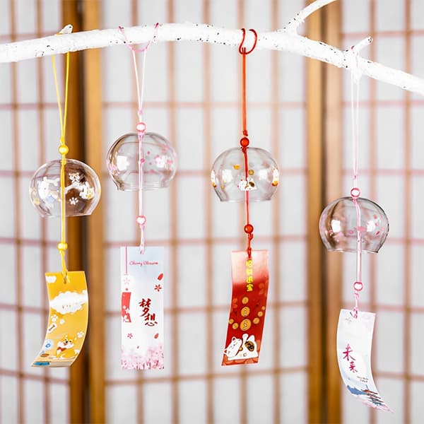 Wind Bell Sakura Pattern Tuulikellot Käsintehdyt Lasi Furin Home A2 A2
