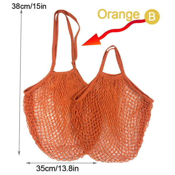 Gjenbrukbare vesker for dagligvareprodukter Bomullsnetting med nett-totebag F Orange B