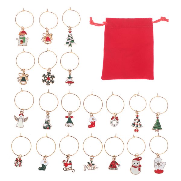 20stk julevinglas tuscher Holiday Drink Marker Charms Multicolor Onesize