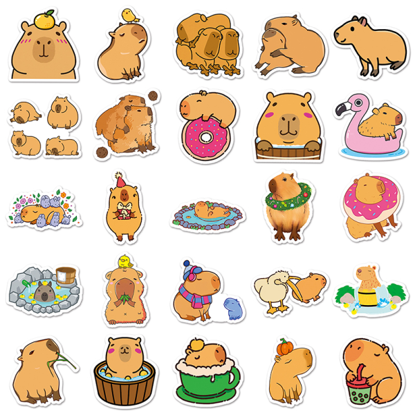 50 stk Cartoon Capybara Stickers og Waterproof Animal Stickers Sui Colorful onesize