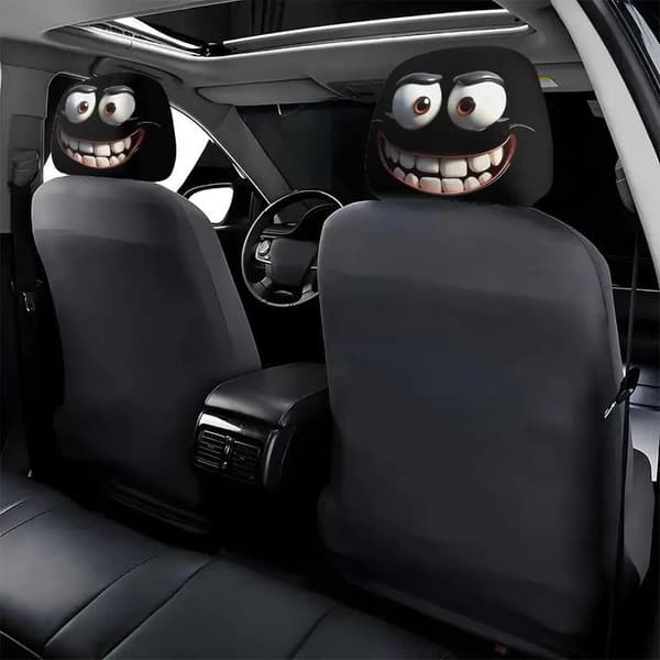 2 st Smiley Face tryckt bilkuddfodral dekorationskuddfodral bil A2