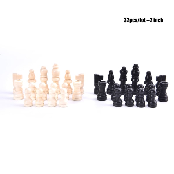 32 stk træskakstykker Komplet Chessmen International Word black 2in