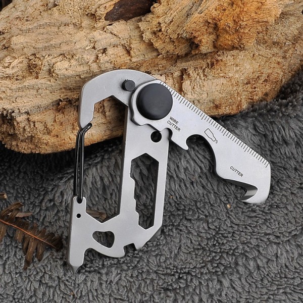 Multifunktions klätterkarbin EDC nyckelring Gear Outdoor Tool Silver one size
