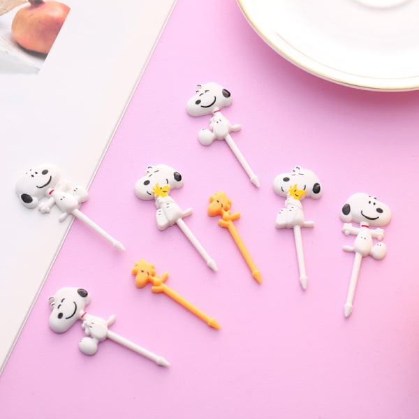 6st Tecknad Lucky Cat Hund Form Frukt Gaffel Picks Set Dessert Muticolor Bear Style