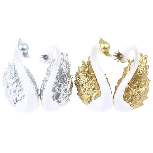 2 stk svane modell figur svane kake topper dessert bake dekor Silver