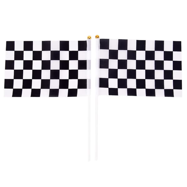 5x Svart og hvit rutete racingbanner polyesterflagg
