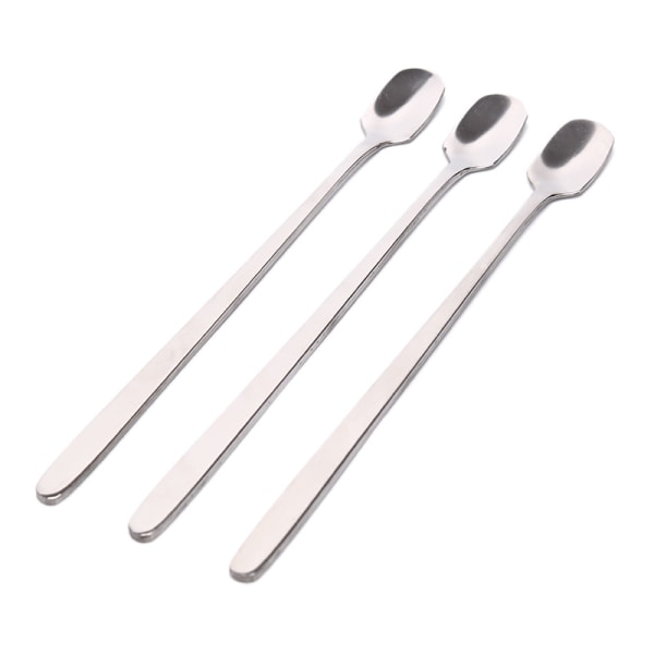 3 stk Langt håndtak Firkantet hode kaffeskje rustfritt stål farge Silver 3Pcs