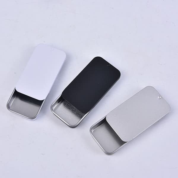 1 STK Mini Iron Box Slide Cover Opbevaringsboks Bryllup bærbar tin White