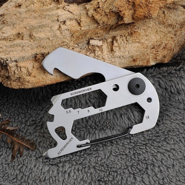Multifunktions klätterkarbin EDC nyckelring Gear Outdoor Tool Silver one size