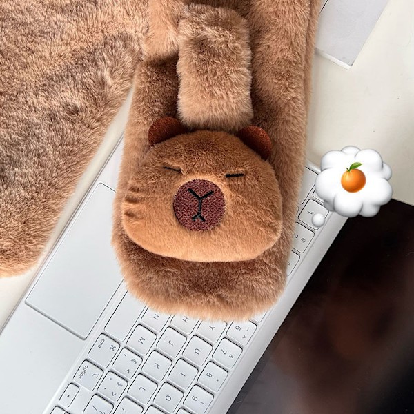 e Kapibara Plysj Kaldsikkert Varmt Halsklede Tykk Kryss Hals Acc Brown one size