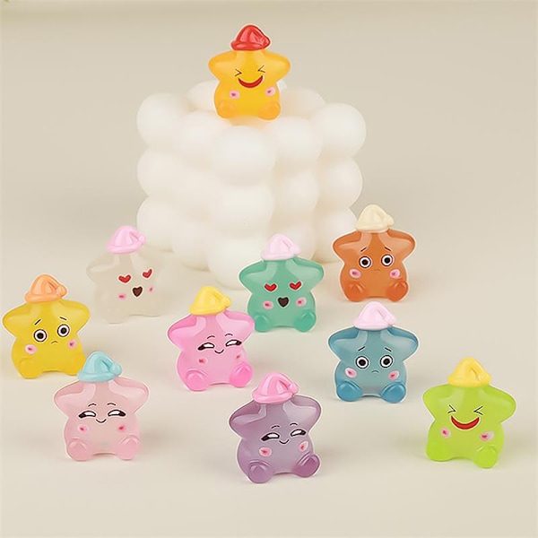 10 stk./pose Luminous Stjerne Bil Ornamenter Dukkehus Legetøj Dukker Hjem 10PCS