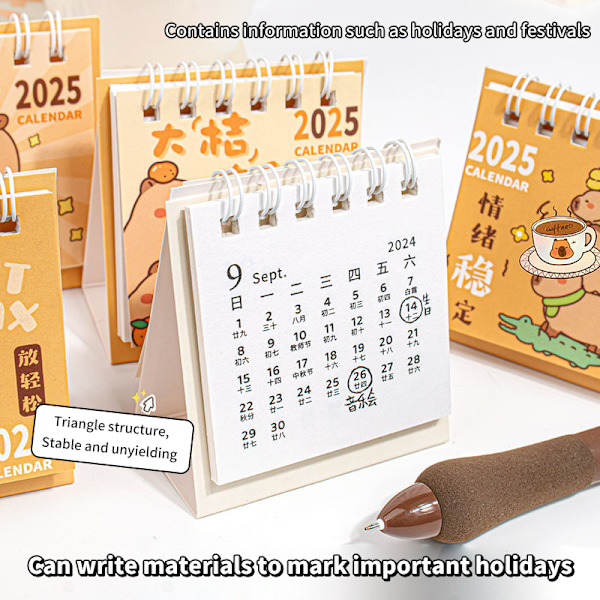 2025 Mini Catton Lite Bordkalender Lomme Bærbar Kalender P A3