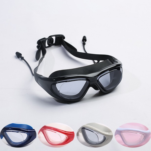 Svømmebriller menn og kvinner stor ramme flat lys dykking gå black One Size