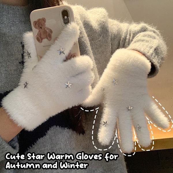1 par vintertermiske hansker Romantiske stjerner Varme hansker med full finger White
