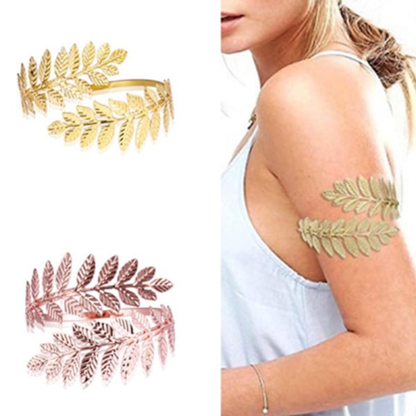 Metall grekisk romersk lagerblad Armband Armband Upper Arm Cuff A Gold one size