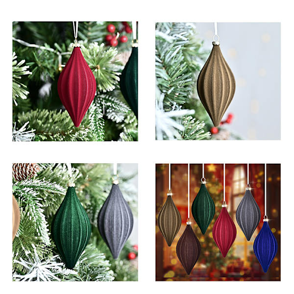 Flocking Plastjulepynt 酒红色