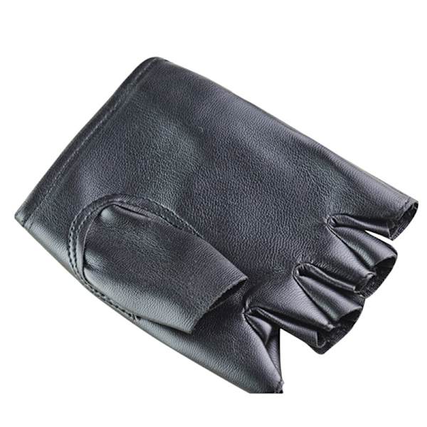 PU Läder Svart Driving Motorcykel Biker Fingerless Handskar Herr Black One Size