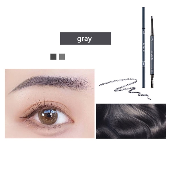 Double Head Eyebrow Pencil Pitkäkestoinen vedenpitävä sävyn parannus Gray oneszie