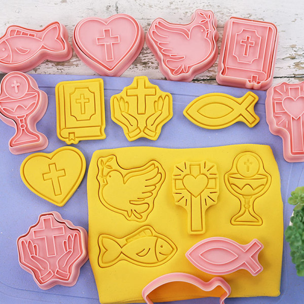 8st Kristen kommunion Cookie ter Cross Chalice Press Biscuit one size
