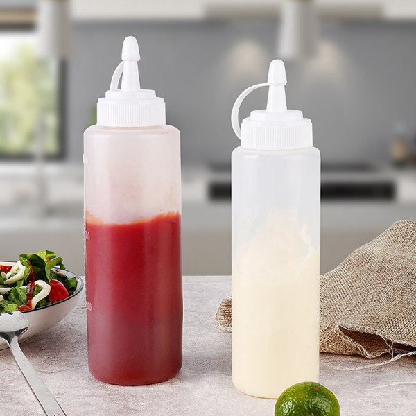 4 STK Squirt Condiment Flasker Salat Saus Dispenser Ketchup Cr White one size
