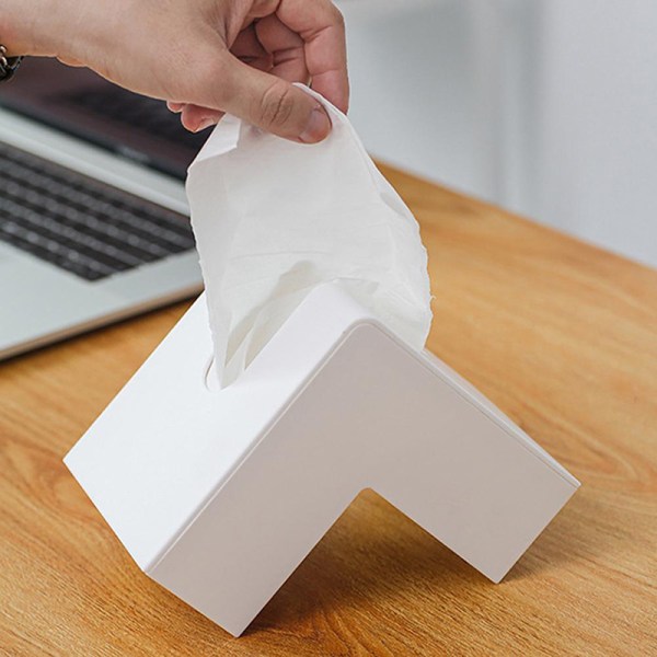 Nordic Right Angle Desktop Serviett Papir Storage Case Tissue Box White ONESIZE