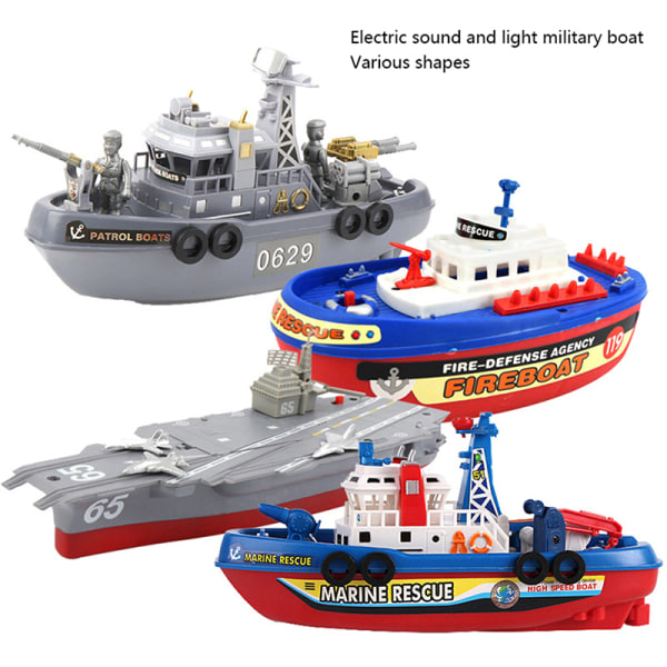 Elektrisk plast mini marine patrulje blinklys lydbåt M grey A