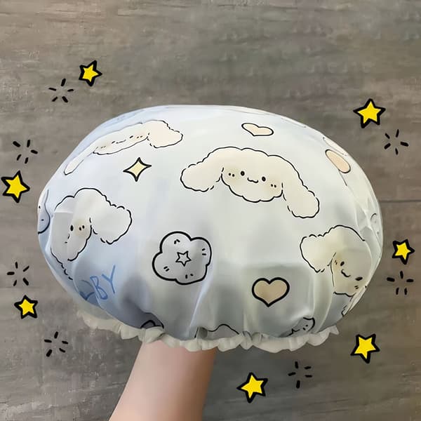 Sanrio Dobbeltlags Dusjhette Badehette Hårpleie Kvinner Vanntett 3