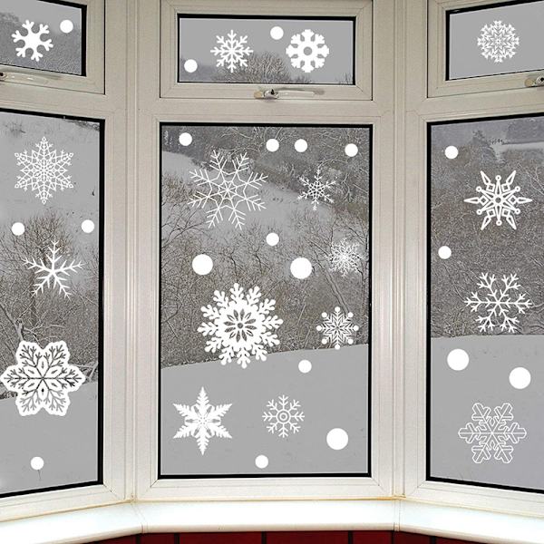 Jul 111stk Glitter Snowflake Clings Window Film Glas Sti White 111pcs