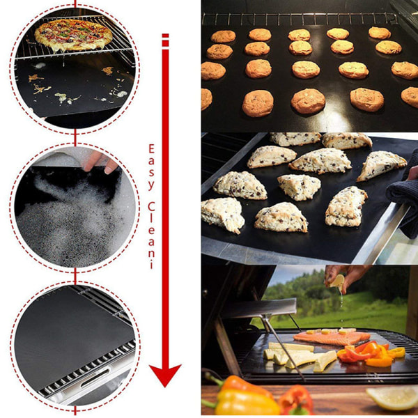 Uudelleenkäytettävät tarttumattomat BBQ-grillimattot Teflon-grillivuoraukset 5Pcs 24*34CM
