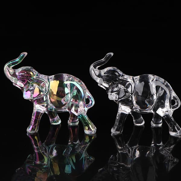 Krystall elefantstatue Mini dyrestatue Babyelefantpynt Multicolor