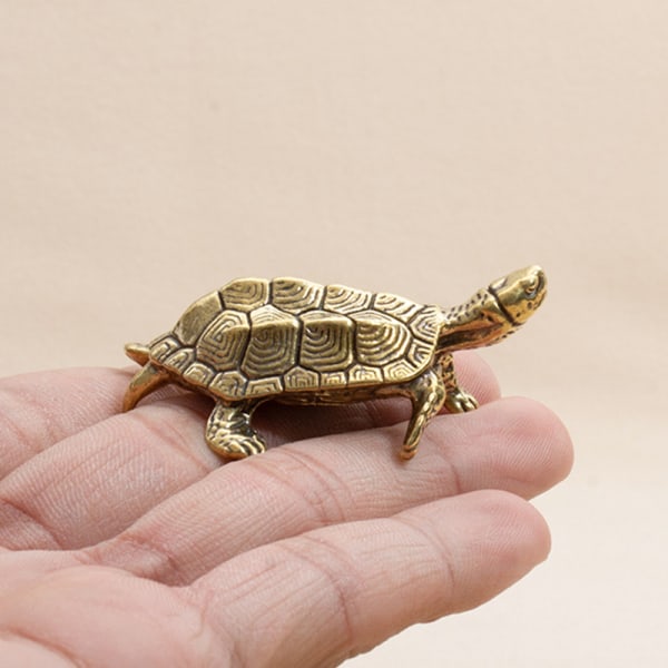 Retro Messing Skildpadde Statue Desktop Ornamenter Solid Kobber Turt Gold one size