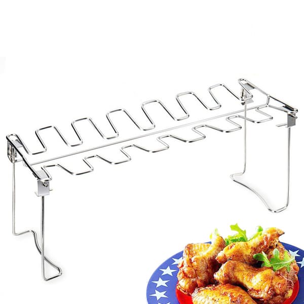 Kyllingeholderstativ Grillstativ Stegning Til BBQ Non Stick Stai Silver onesize