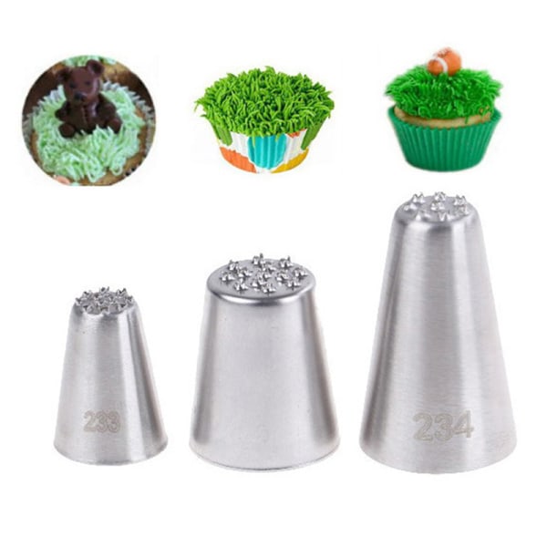 2 SETT Gressbaking Dekorere Cupcake Cake Glasur Rørdyser Silver 2 sets