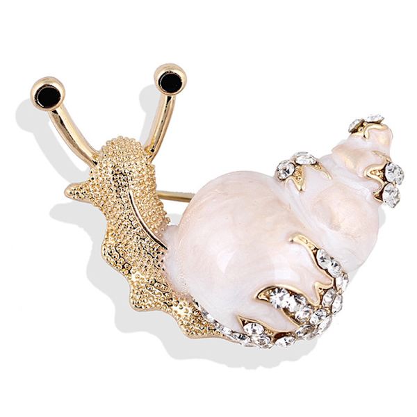 Emalje sneglebrosje Pin Rhinestone Crystal Collar Dyrebrosje White one size