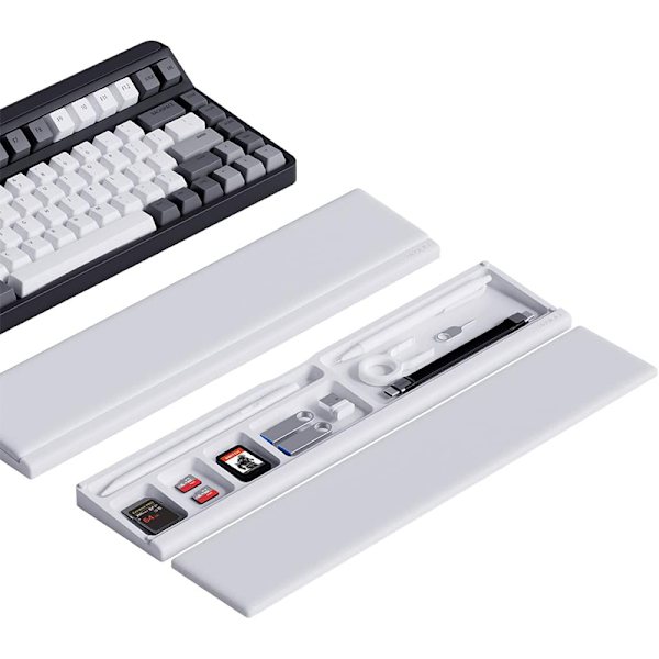 Keyboard Håndledsstøtte med Skrivebordsopdeling og Opbevaring White