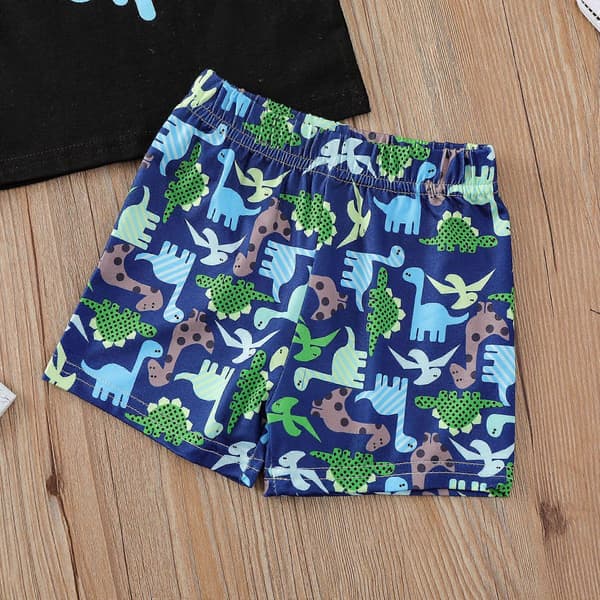 Småbarn Sommer Gutter Dinosaurtrykt Topp + Trykte Shorts Todelt Drakt