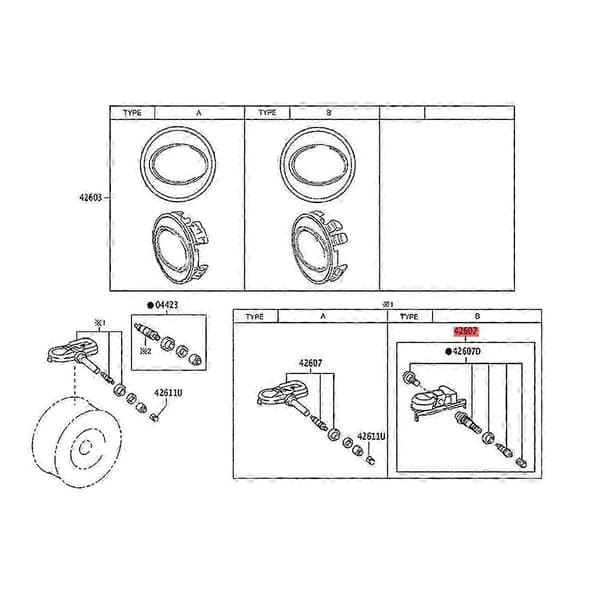 Bil 315Mhz TPMS dekktrykksensor overvåkingssystem for Es Rx PMV-E000 42607-02050 PMV-E000