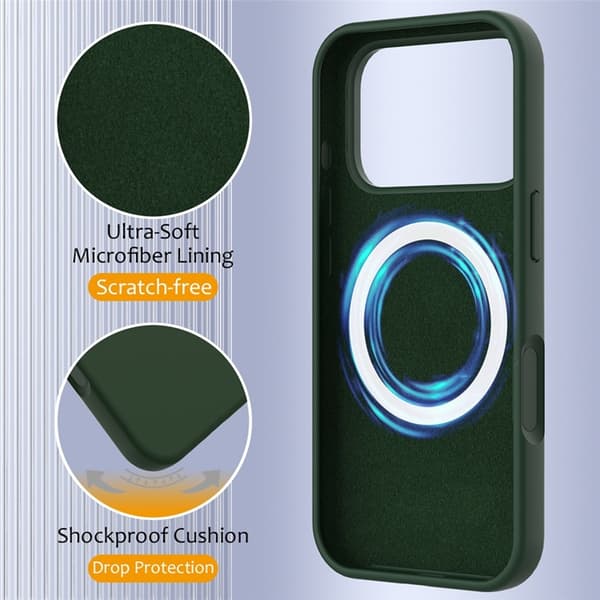 Mobilskal för iPhone 17 Pro MagSafe Silikon Anti-Drop - Mörkgrön Grön 54