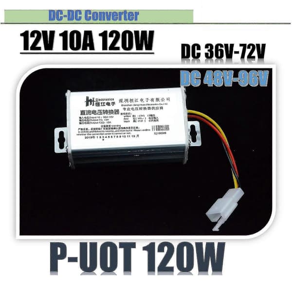 48V til 12V 10A DC Step Down Omformer Spenningsregulator for Bilstrøm Input 36V to 72V